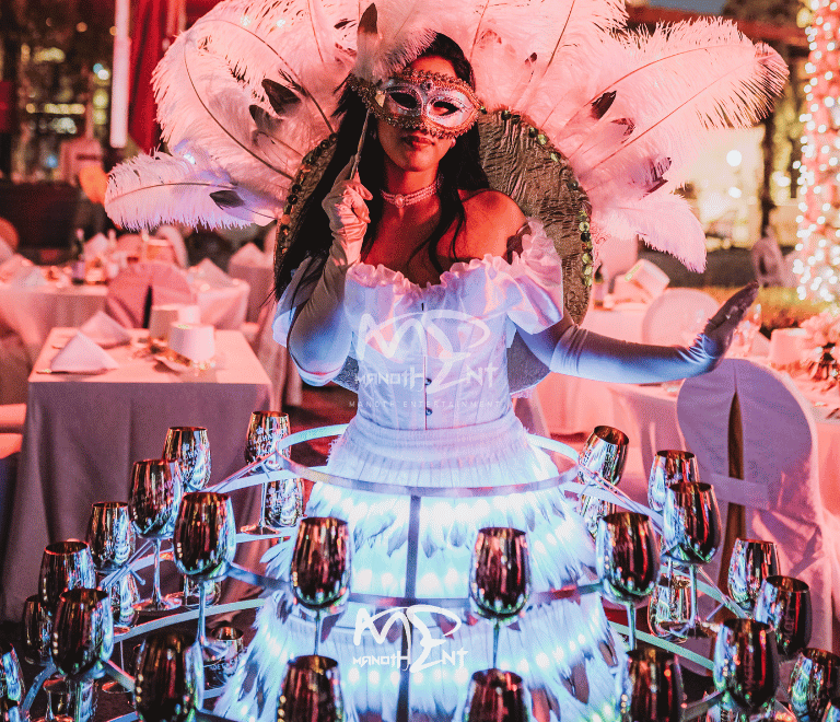 Entertainment for events in Dubai with fire and LED performers by Manoth Entertainment